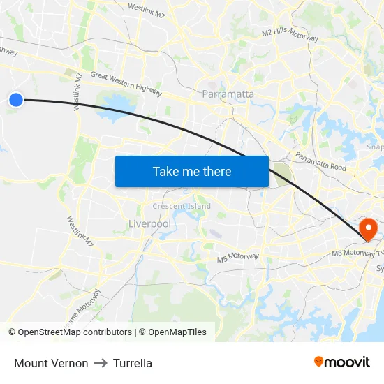 Mount Vernon to Turrella map