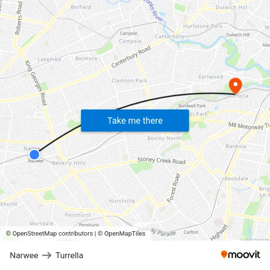Narwee to Turrella map