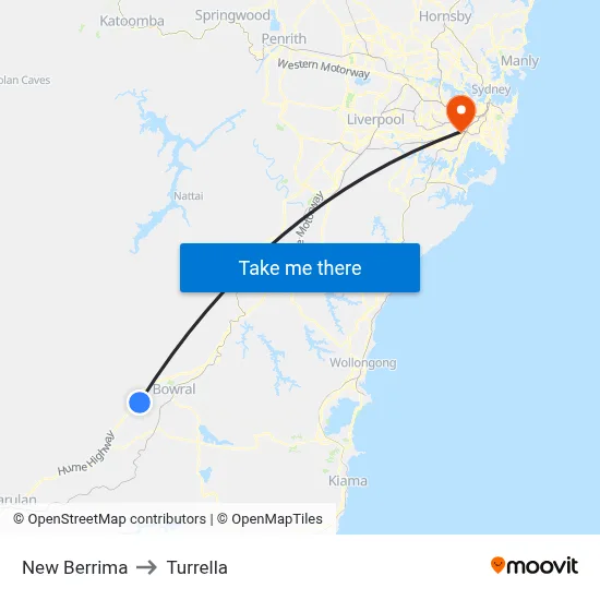New Berrima to Turrella map