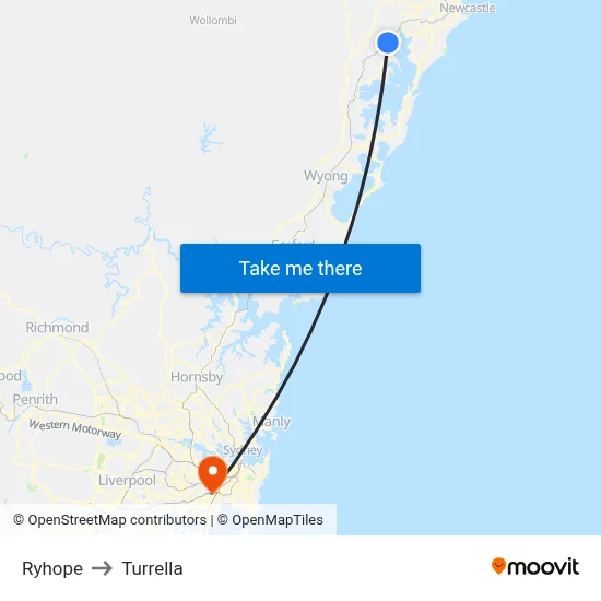 Ryhope to Turrella map