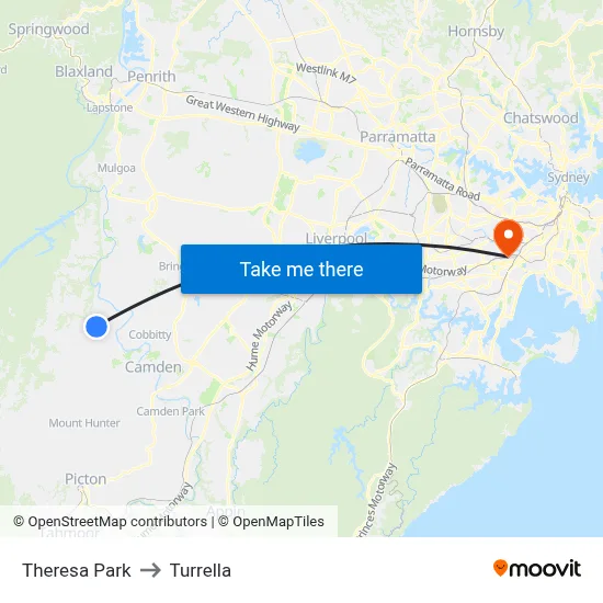 Theresa Park to Turrella map