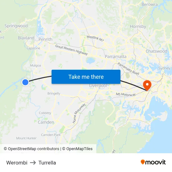 Werombi to Turrella map