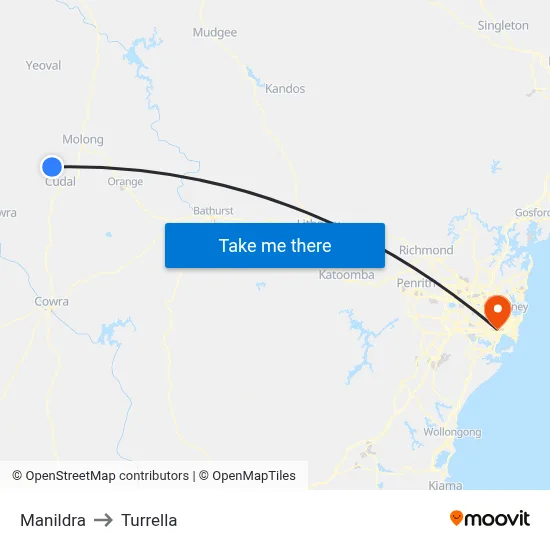 Manildra to Turrella map