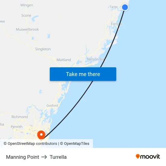 Manning Point to Turrella map