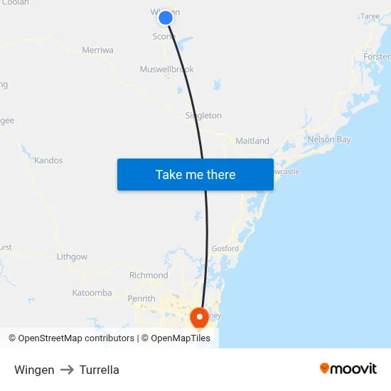 Wingen to Turrella map
