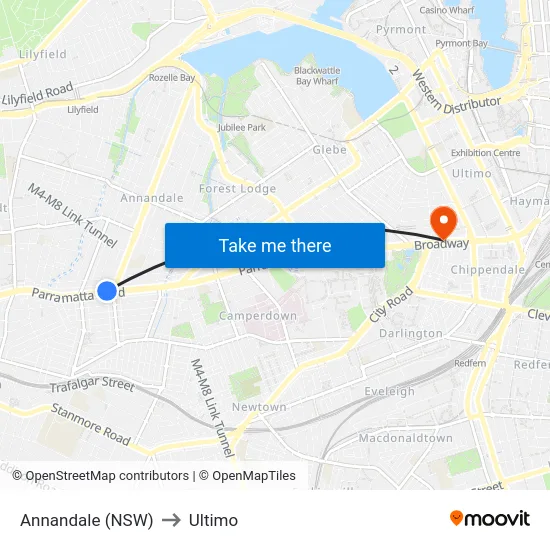 Annandale (NSW) to Ultimo map