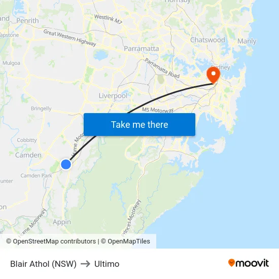 Blair Athol (NSW) to Ultimo map
