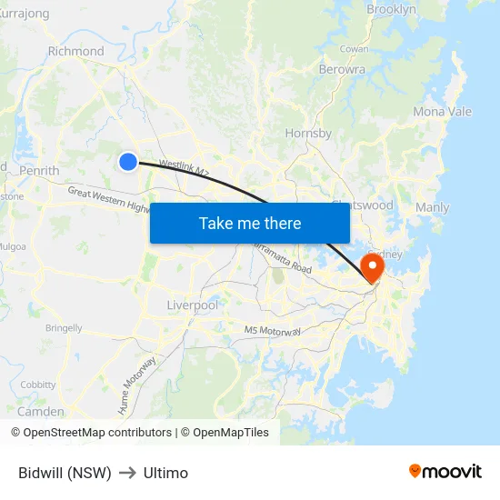 Bidwill (NSW) to Ultimo map