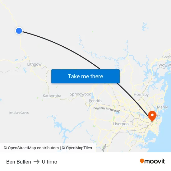 Ben Bullen to Ultimo map