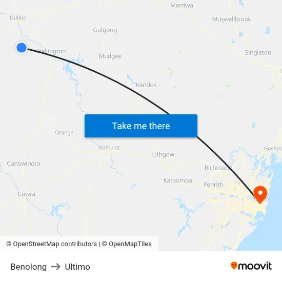 Benolong to Ultimo map