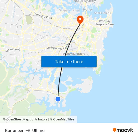 Burraneer to Ultimo map