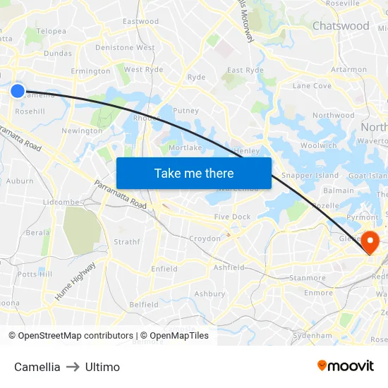 Camellia to Ultimo map