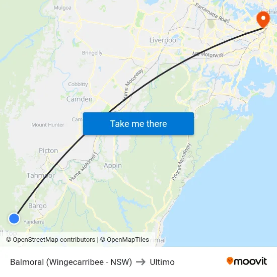 Balmoral (Wingecarribee - NSW) to Ultimo map