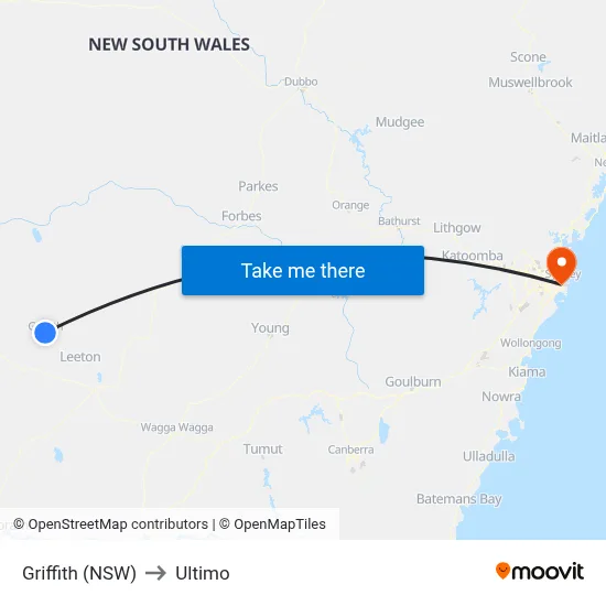 Griffith (NSW) to Ultimo map