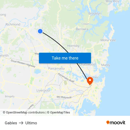 Gables to Ultimo map