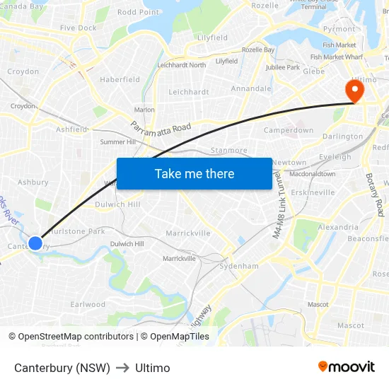 Canterbury (NSW) to Ultimo map
