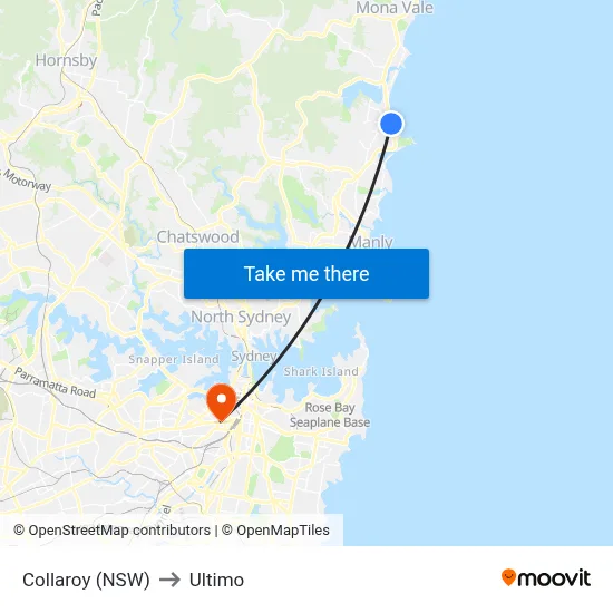 Collaroy (NSW) to Ultimo map