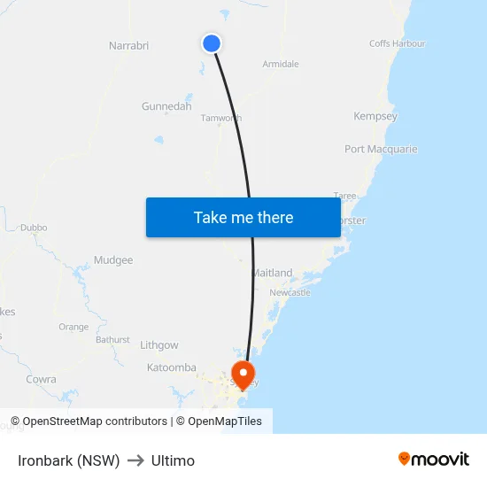 Ironbark (NSW) to Ultimo map