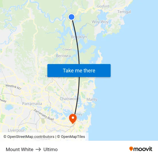 Mount White to Ultimo map