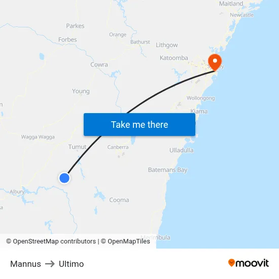 Mannus to Ultimo map