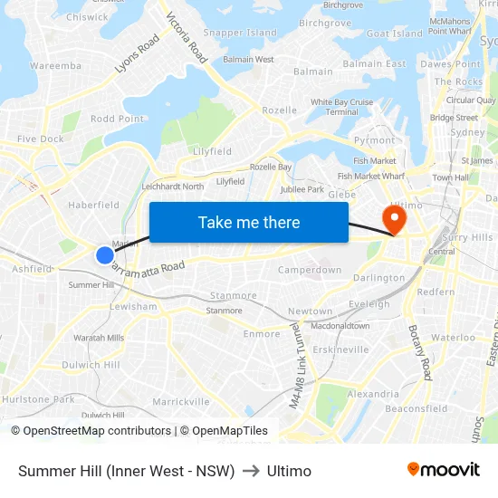 Summer Hill (Inner West - NSW) to Ultimo map