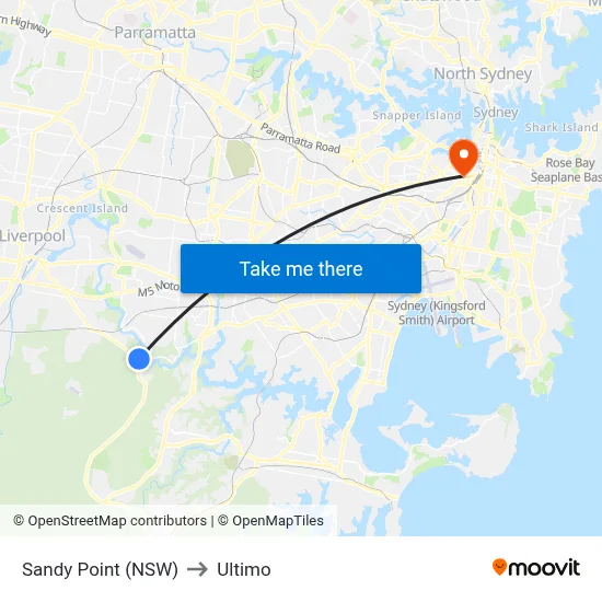 Sandy Point (NSW) to Ultimo map