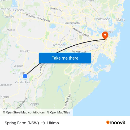 Spring Farm (NSW) to Ultimo map
