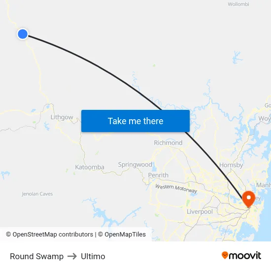 Round Swamp to Ultimo map