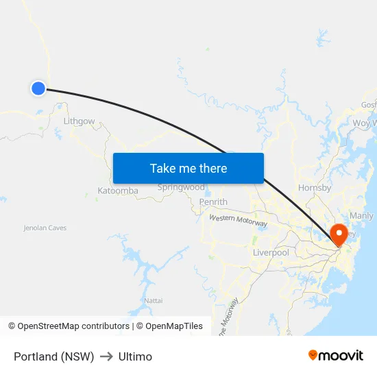 Portland (NSW) to Ultimo map