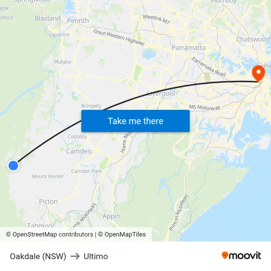 Oakdale (NSW) to Ultimo map