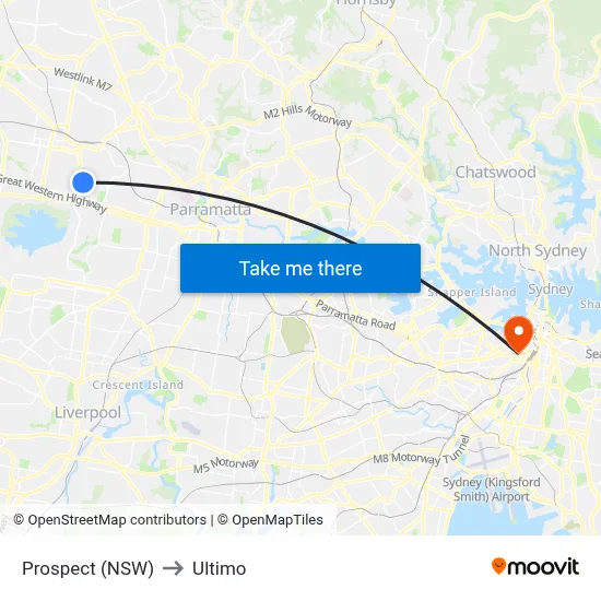 Prospect (NSW) to Ultimo map