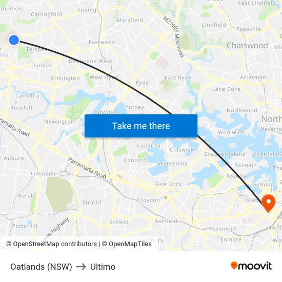 Oatlands (NSW) to Ultimo map