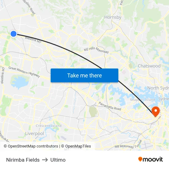 Nirimba Fields to Ultimo map