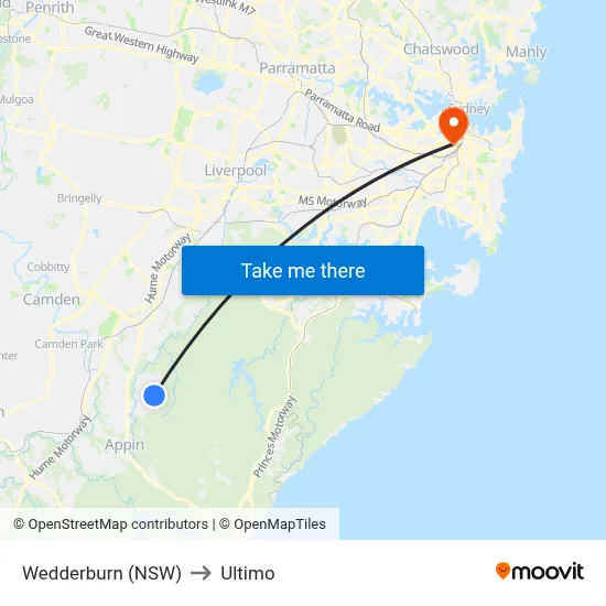 Wedderburn (NSW) to Ultimo map