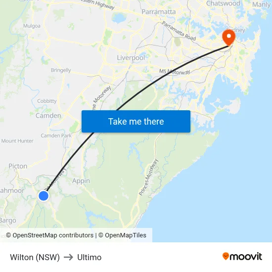 Wilton (NSW) to Ultimo map