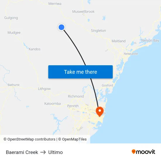 Baerami Creek to Ultimo map