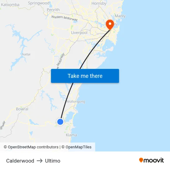 Calderwood to Ultimo map