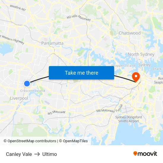 Canley Vale to Ultimo map