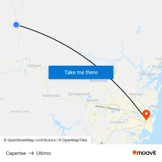 Capertee to Ultimo map