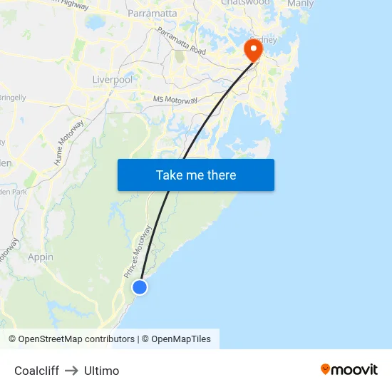 Coalcliff to Ultimo map