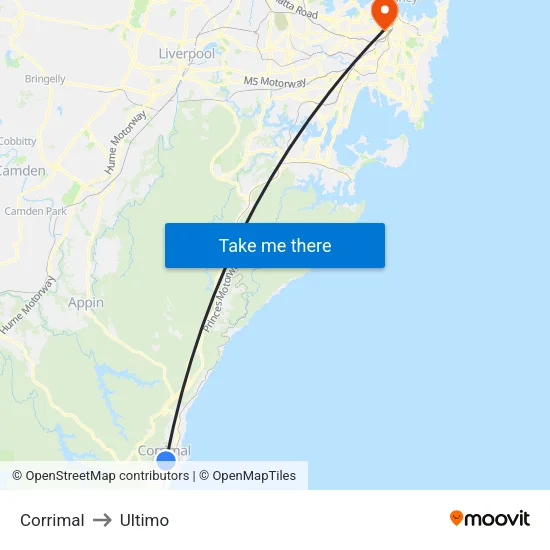 Corrimal to Ultimo map