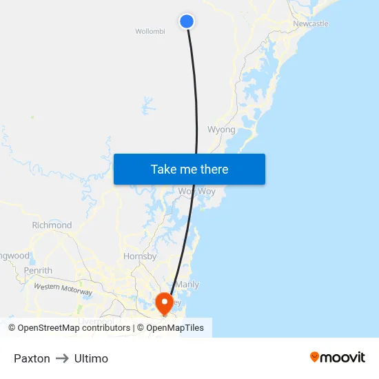 Paxton to Ultimo map