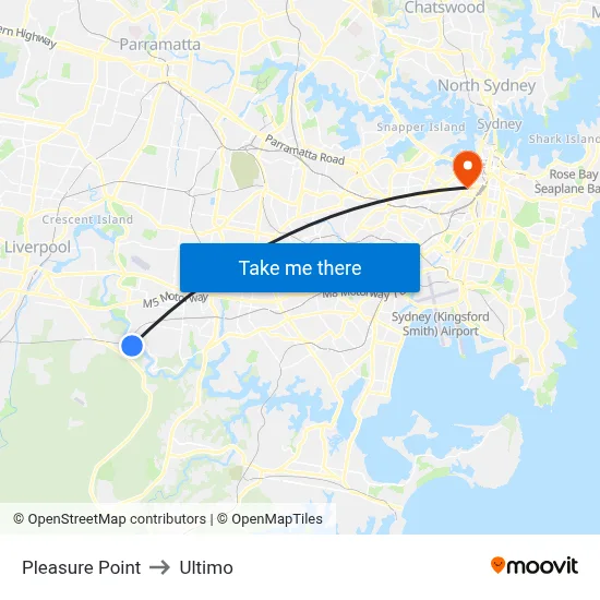 Pleasure Point to Ultimo map