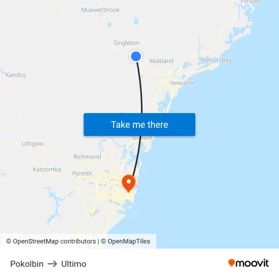 Pokolbin to Ultimo map