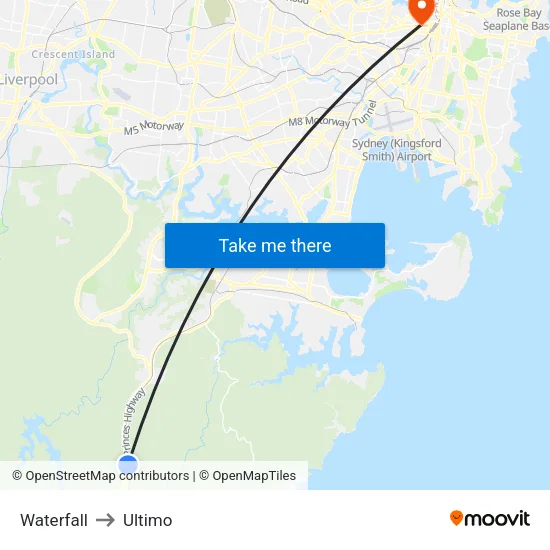 Waterfall to Ultimo map