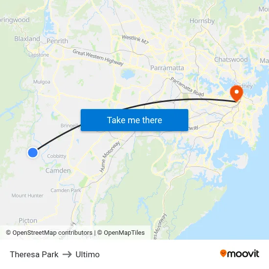 Theresa Park to Ultimo map
