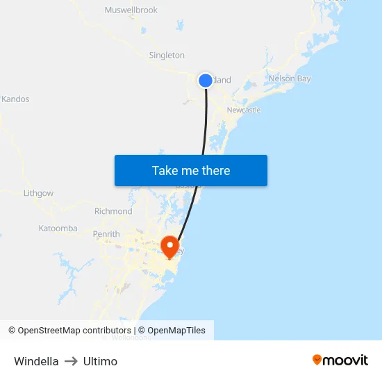 Windella to Ultimo map