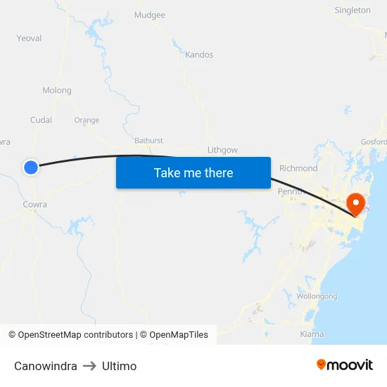 Canowindra to Ultimo map