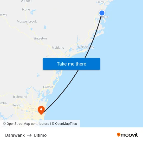Darawank to Ultimo map