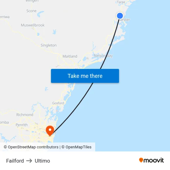 Failford to Ultimo map